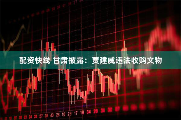 配资快线 甘肃披露：贾建威违法收购文物