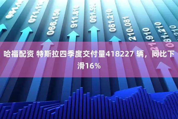 哈福配资 特斯拉四季度交付量418227 辆，同比下滑16%
